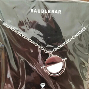 NWT Baublebar White & Silver Disc Necklace